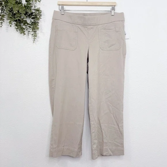 Ingrid & Isabel Maternity Cropped Wide Leg Tan Tailored Pants Size Small - Picture 2 of 6